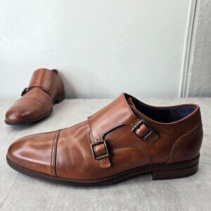 Cole Haan Harrison Dress Shoes Double Monk Strap 10 Brown Leather Preppy Loafers